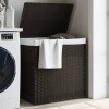 Gossi cos de rufe cu 2 sectiuni, maro inchis, 53x35x57 cm, poliratan