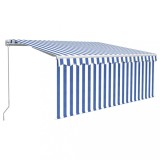 Cumpara ieftin Copertina retractabila manual cu stor, albastru &amp; alb, 3x2,5 m