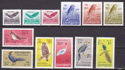 Birmania 1968 fauna pasari MI 198-209 MNH foto