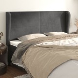 Gossi tablie de pat cu aripioare gri inchis 163x23x118/128 cm catifea