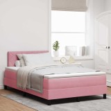 Cumpara ieftin Pat cu arcuri cu headboard Roz 120 x 200 cm Catifea