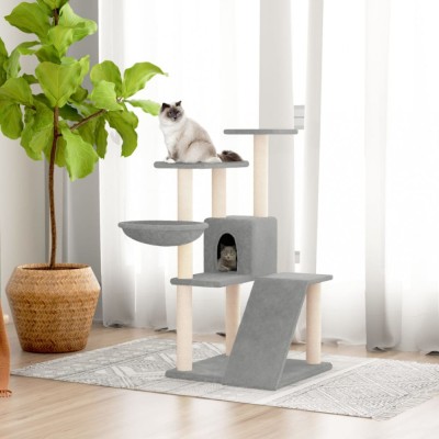 vidaXL Ansamblu pisici, st&amp;acirc;lpi din funie sisal, gri deschis, 94 cm foto