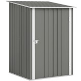 Outsunny Căsuță de Grădină 0.92m&sup2; din Oțel Galvanizat, Capann pentru Unelte cu Ușă Blocabilă, Acoperiș &Icirc;nclinat, 100x104x160 cm, Gri | Aosom Romania