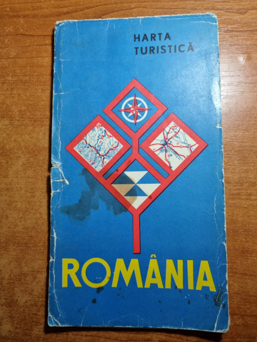 harta turistica a republicii socialiste romania - anii &#039;70 - dimensiuni 92/67 cm