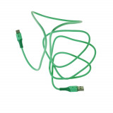 Cablu premium de incarcare rapida, LED, USB 2.0 tata la USB tip C tata, Liquid Soft Rubber, 1.5m, 3A, verde