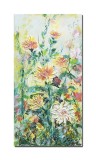 Cumpara ieftin Tablou impasto pictat manual, Flori in gradina bunicii, 80x40cm acril pe panza in relief efect 3D, Kenny Varniote