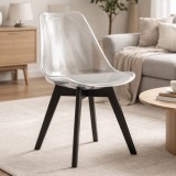 Scaun pentru bucatarie si living Artool Mark transparent cu picioare negre