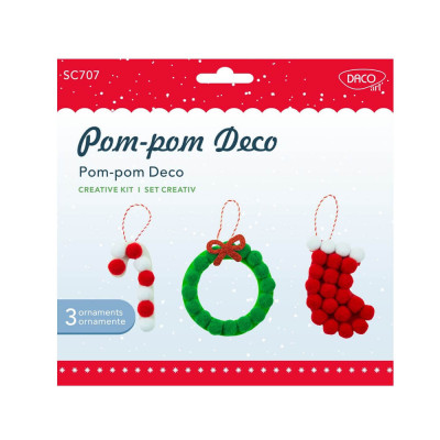 Set Creativ Pom-Pom Daco, Model Craciun, Multicolor, Material Spuma, Set Creativ, Set Modelaj, Set Creativ in Forma de Pom Pom, Daco Accesorii, Set Ca foto