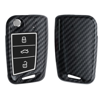 Husa Cheie Auto pentru VW / Skoda / Seat - 3 Butoane, kwmobile, Plastic, Negru / Gri, 56729.03 foto