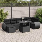 vidaXL Set mobilier de grădină cu perne, 8 piese, negru, poliratan 3326676