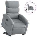 Cumpara ieftin Fotoliu electric rabatabil cu ridicare, gri deschis, textil