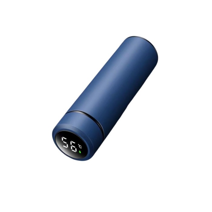 Termos, afisaj Led cu ecran tactil, indicator temperatura, otel inoxidabil, 500ml, Albastru