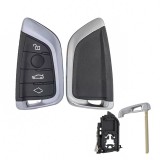 Carcasa cheie compatibila BMW Seria G30 Smartkey, 4 butoane, cu lamela, negru silver