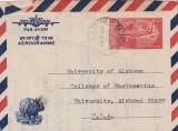 FILATELIE TEMATICA - PLIC INDIA TEMATICA AVION AVIOANE AVIATIE AIRMAIL AEROGRAM FAUNA RINOCER, Stampilat