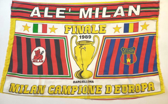 Steag meci fotbal Finala CCE 1989 AC MILAN - STEAUA BUCURESTI