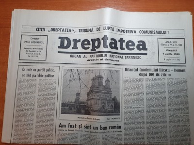 dreptatea 7 aprilie 1990-art&amp;quot;bilantul tandemului iliescu-roman dupa 100 de zile&amp;quot; foto