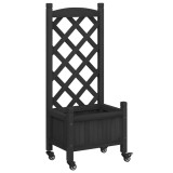 Cumpara ieftin Jardiniera cu spalier si roti, negru, lemn masiv de brad