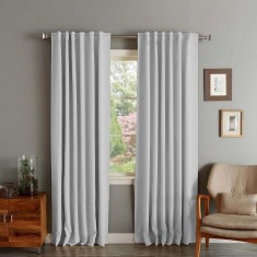 Draperie din catifea cu rejansa transparenta cu ate pentru galerie, Madison, 150x230 cm, densitate 700 g/ml, Cloud, 1 buc