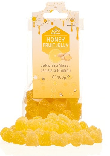 JELEURI CU MIERE,LAMAIE &amp; GHIMBIR 100g APIDAVA
