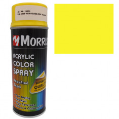 Spray vopsea galben zinc, RAL 1018, lucioasa, Morris, 400 ml, acrilica, cu uscare rapida, pentru suprafete din lemn, metal, aluminiu, sticla, piatra s foto