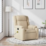 VidaXL Fotoliu rabatabil de masaj, crem, material textil