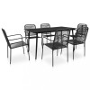 VidaXL Set mobilier de exterior, 7 piese, negru, fr&acirc;nghie și oțel