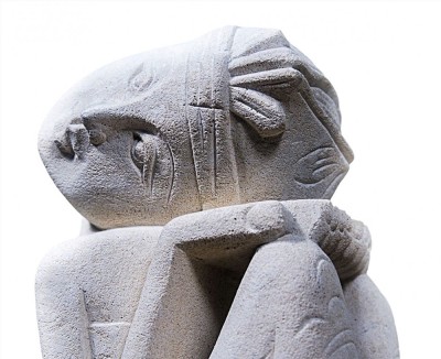 Set 2 sculpturi din piatra alba Royal Couple, M foto