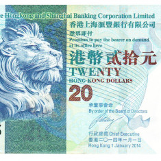 Hong Kong 20 Dolari 2016 HSBC Bank aUNC