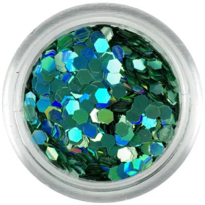 Hexagoane cu efect holografic - verde-turcoaz foto