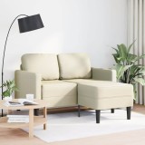 vidaXL Canapea cu 2 locuri cu șezlong &icirc;n formă de L crem 125 cm