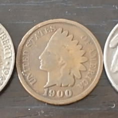 Lot Monede SUA - 1 Cent 1900, 5 Cents 1935 și 1943 P