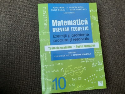 MATEMATICA BREVIAR TEORETIC CLASA A X A PROBLEME PROPUSE SI REZOLVATE V NICULA foto
