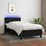 Gossi pat cu arcuri, saltea si led, negru, 90x200 cm, textil
