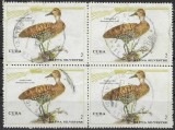 Bloc de 4 Timbre Cuba 1970 Rață Yaguaza Dendrocygna arborea Faună Sălbatică 2c Ștampilat - A007