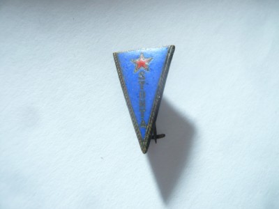 Insigna veche sportiva Romania : Stiinta - metal si email , h=2cm foto