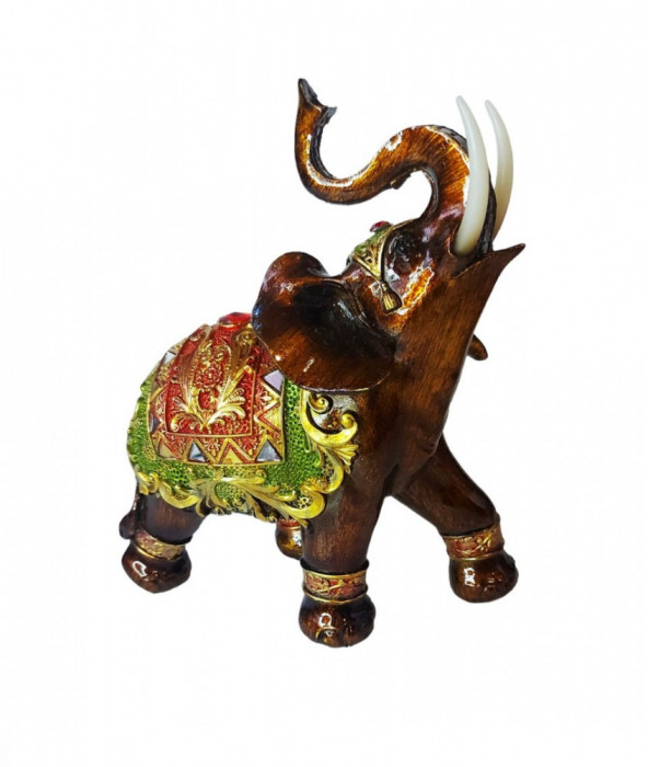 Statueta Decorativa, Elefant cu trompa in sus, Maro, 20 cm, GA24407