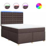 Cumpara ieftin Pat box spring cu saltea, maro inchis, 140x200 cm, textil