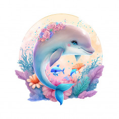 Sticker decorativ Delfin, Multicolor, 56 cm, 5681ST