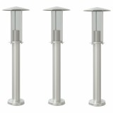 Cumpara ieftin Lampi exterioare de podea 3 buc. argintiu 60 cm otel inoxidabil