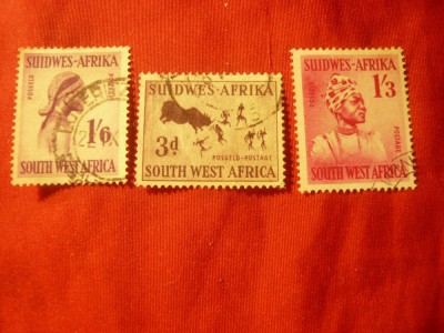 3 Timbre Sud-Vest Africa (Namibia) 1954 - Motive locale , stamp. foto
