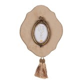 Cumpara ieftin Rama foto perete textil bej polirasina aurie 19x3x22 cm, 6x9 cm