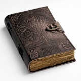 Agenda Jurnal din piele naturala cu pagini tip pergament si inchidere metalica - Dark