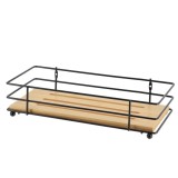 Cumpara ieftin Coș Cosmetice Rectangular Metal/Bambus &ndash; Negru / Bambus | Etajere Baie