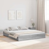 VidaXL Cadru de pat cu spațiu de depozitare sonoma gri 200 x 200 cm 3335266