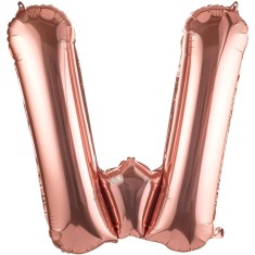Balon Folie Metalizata Litera W, Pai inclus Rose Gold