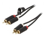 Cablu RCA 1,5m aurit negru cu mufă x2