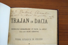 Trajan (Traian) in Dacia - Alexandru Pelimon dedicatie autograf 1874 netaiata foto