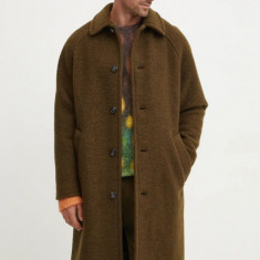 A.P.C. palton manteau gaston barbati, culoarea verde, de tranzitie, WVBCA.H01516