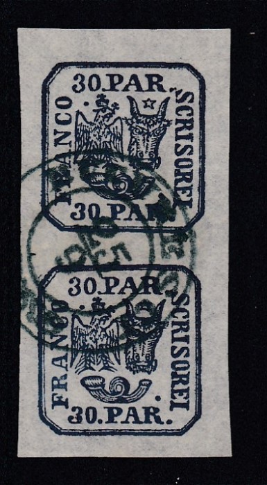 ROMANIA 1864 LP 13 PRINCIPATELE UNITE EMISIUNEA II-a 30 PARALE PERECHE STAMPILAT