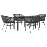 Cumpara ieftin Set de sufragerie de gradina 5 piese neagra Sticla Poly Rattan